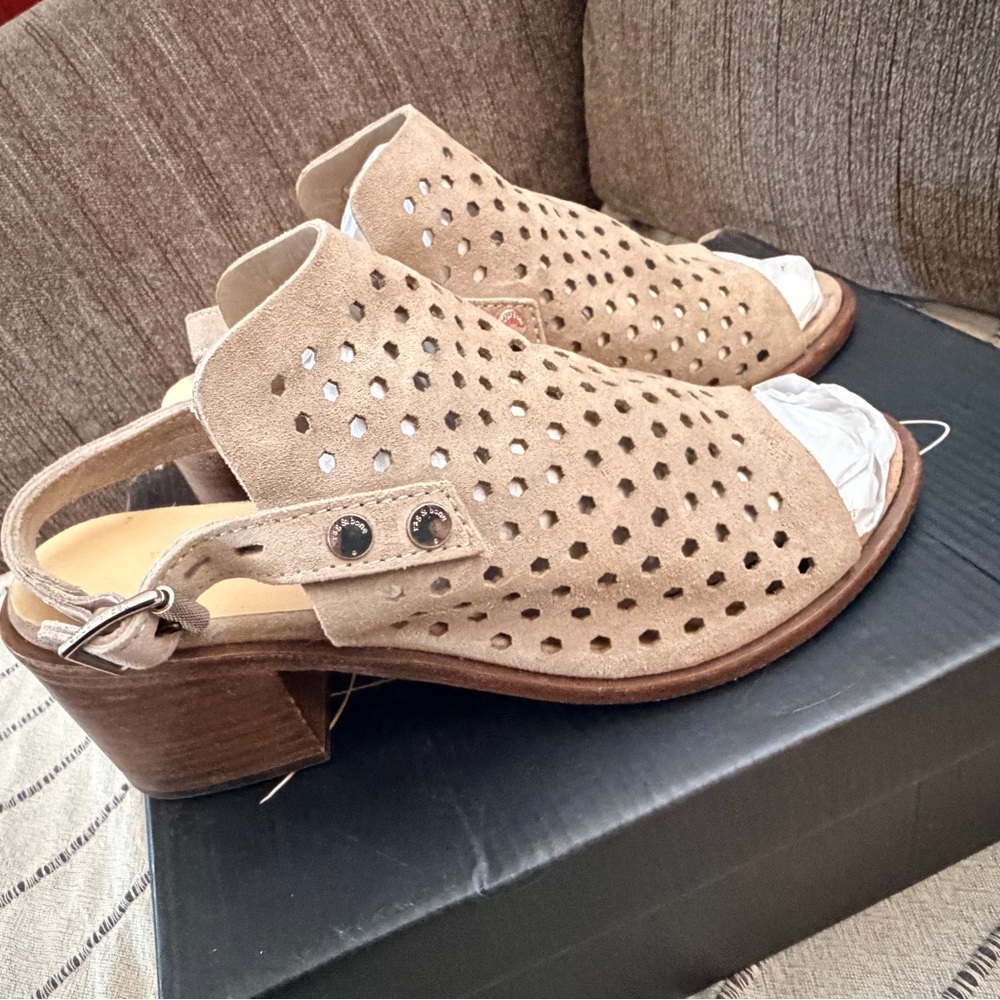 rag & bone Tan Suede Cutout Mules